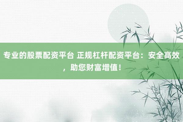 专业的股票配资平台 正规杠杆配资平台:安全高效,助您财富增值!
