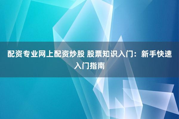 配资专业网上配资炒股 股票知识入门：新手快速入门指南