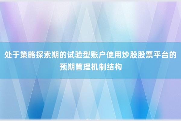 处于策略探索期的试验型账户使用炒股股票平台的预期管理机制结构