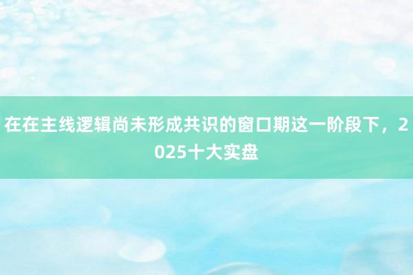 在在主线逻辑尚未形成共识的窗口期这一阶段下，2025十大实盘