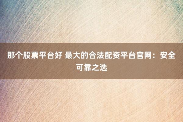那个股票平台好 最大的合法配资平台官网：安全可靠之选
