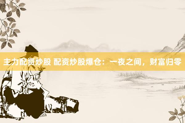 主力配资炒股 配资炒股爆仓：一夜之间，财富归零