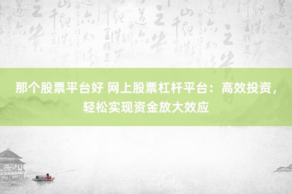 那个股票平台好 网上股票杠杆平台：高效投资，轻松实现资金放大效应