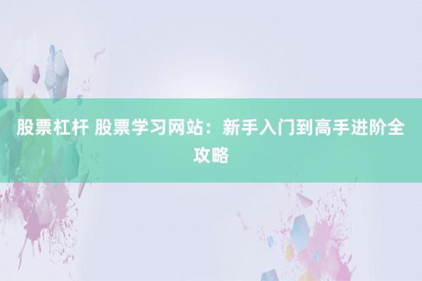 股票杠杆 股票学习网站：新手入门到高手进阶全攻略