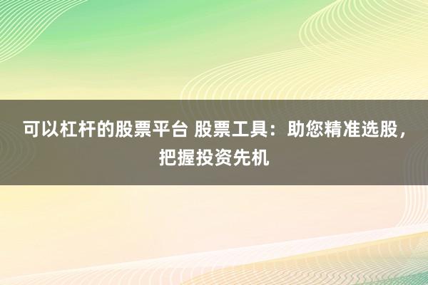 可以杠杆的股票平台 股票工具：助您精准选股，把握投资先机